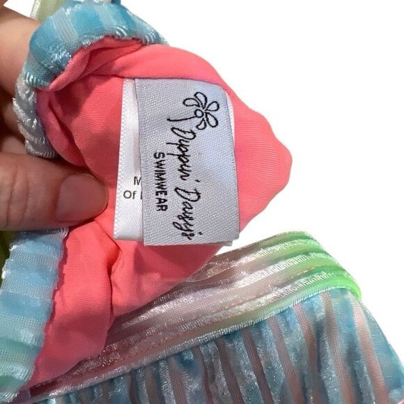 Dippin Daisys Swim Revibe Ribbed Velvet Women M Bikini Set Swimsuit High Rainbow - Picture 6 of 11